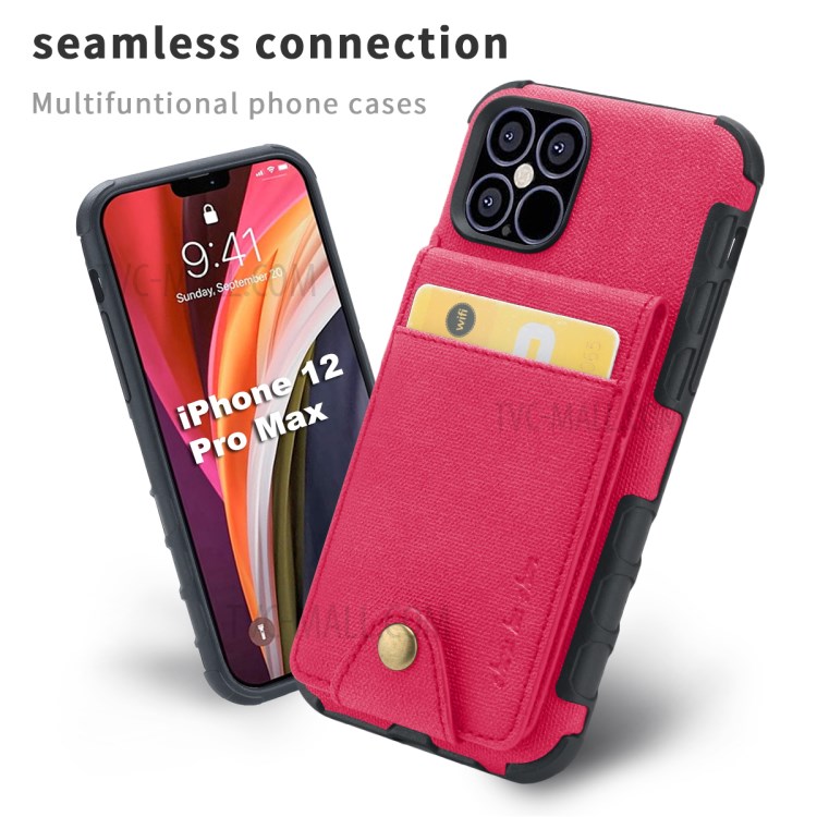 Vertical Flip PU Leather Coated PC TPU Cell Phone Cover for iPhone 12 Pro Max 6.7 inch - Rose-2