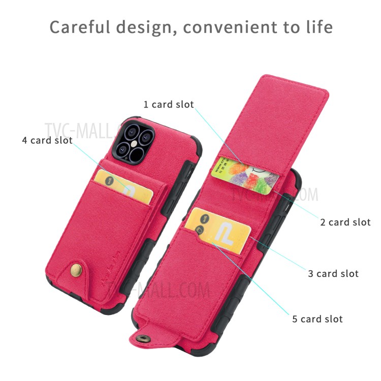 Vertical Flip PU Leather Coated PC TPU Cell Phone Cover for iPhone 12 Pro Max 6.7 inch - Rose-3