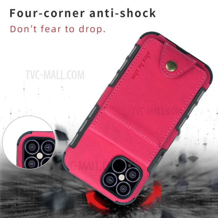 Vertical Flip PU Leather Coated PC TPU Cell Phone Cover for iPhone 12 Pro Max 6.7 inch - Rose-4