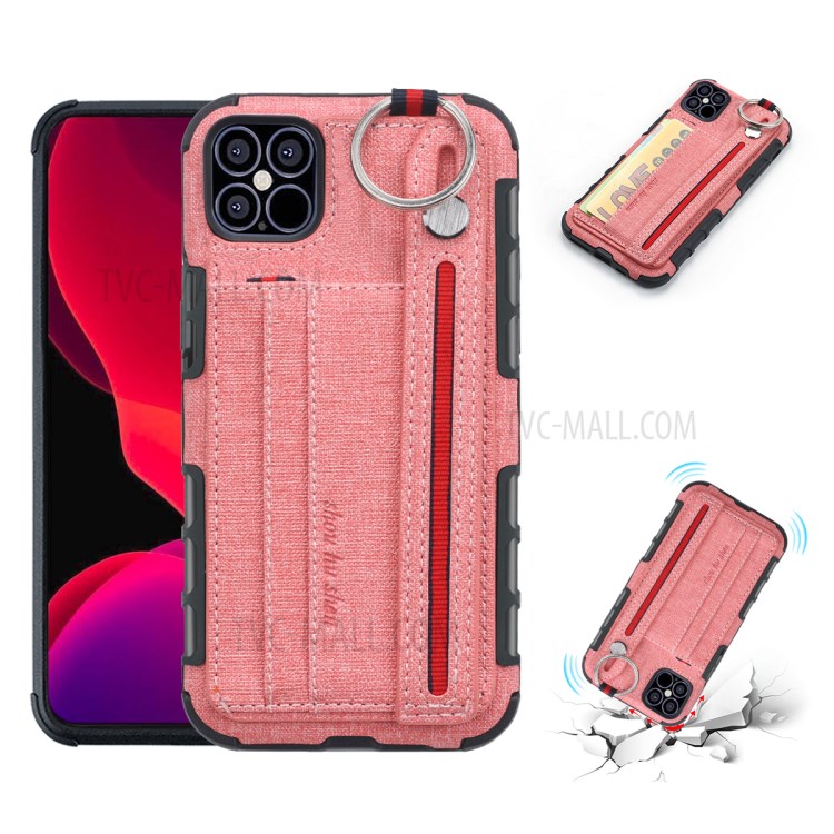 Cubierta De La PC TPU Recubierto De Tela SHOUHUSHEN Para IPhone 12 5,4 Pulgadas - Rosado-1