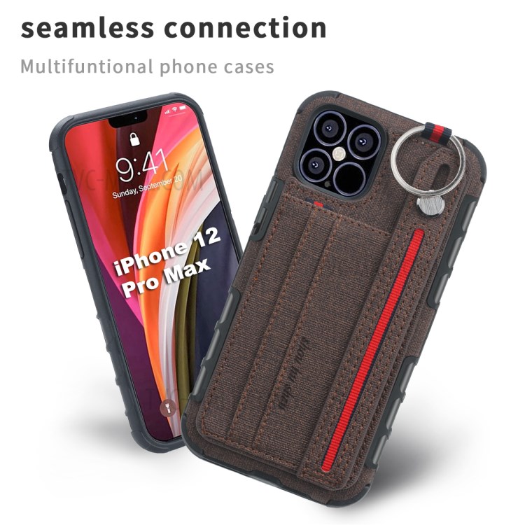 SHOUHUSHEN Cloth Coated PC TPU Case for iPhone 12 Pro/12 - Brown-2