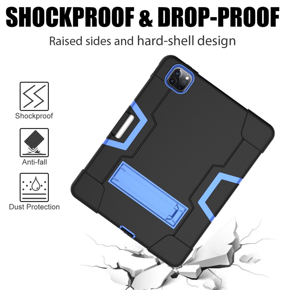Color Splicing Shock Proof TPU + PC + Silicone Hybrid Case with Kickstand for iPad Pro 12.9-inch (2020) - Black / Baby Blue-4