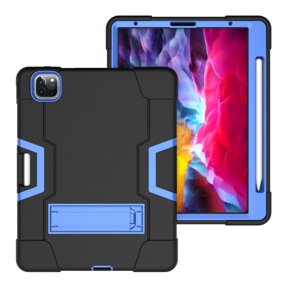 Color Splicing Shock Proof TPU + PC + Silicone Hybrid Case with Kickstand for iPad Pro 12.9-inch (2020) - Black / Baby Blue-5