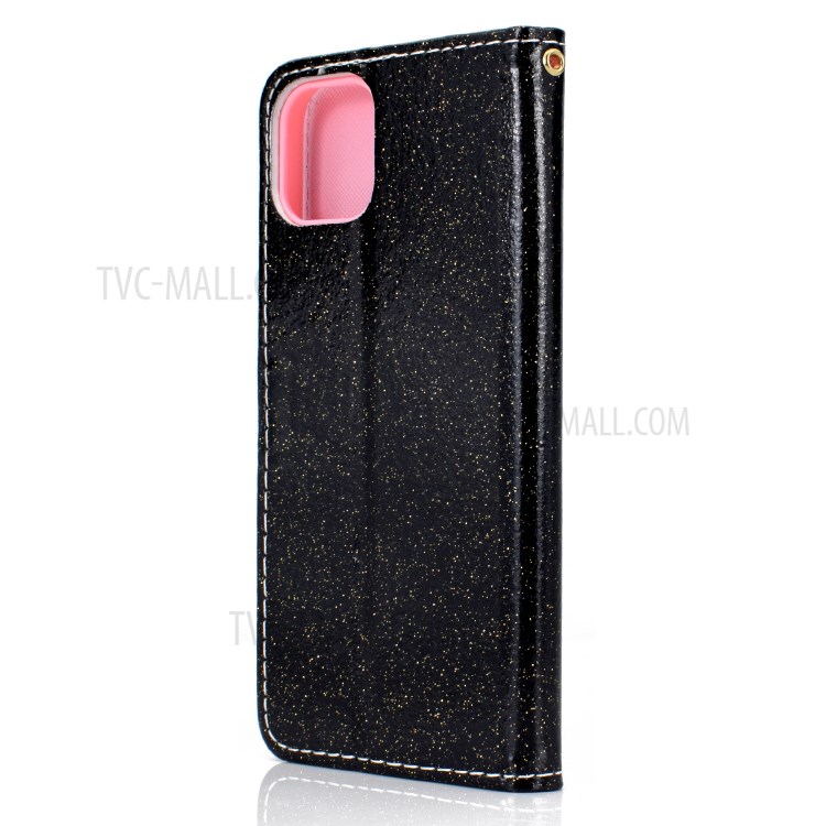 Clignoteront Cas De Support En Cuir De Poudre Avec Des Fentes De Cartes Pour IPhone 12 Max / Pro 6.1 Pouces - Noir-4