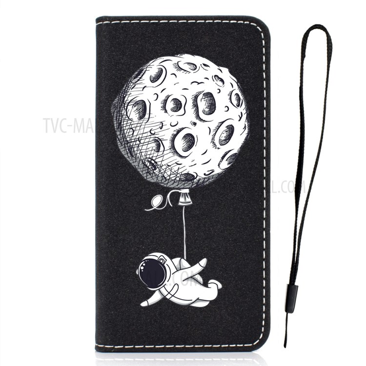 Pattern Printing Leather Case Stand Wallet Phone Cover for Apple iPhone 12 Max/12 Pro 6.1 inch - Astronaut-2