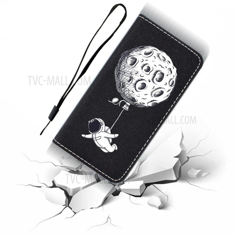 Pattern Printing Leather Case Stand Wallet Phone Cover for Apple iPhone 12 Max/12 Pro 6.1 inch - Astronaut-8