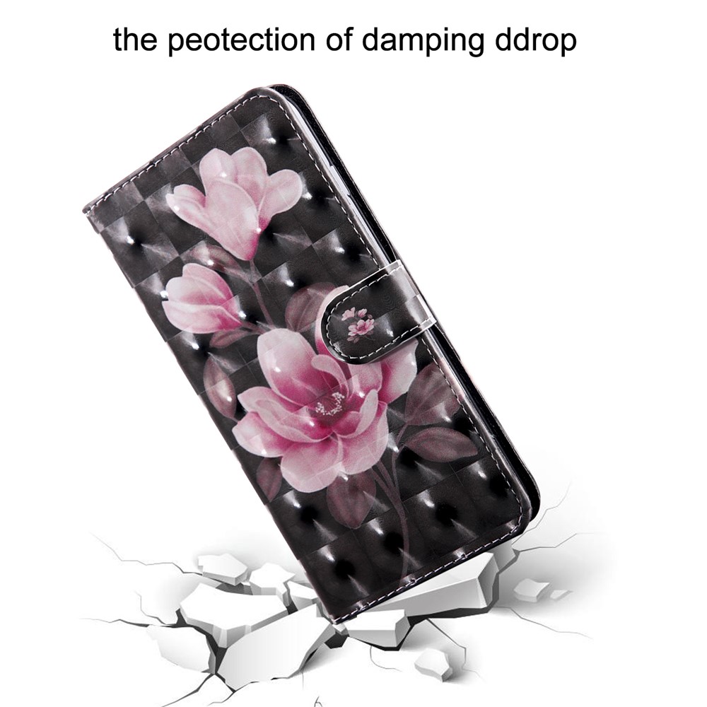 Light Spot Decor Patterned Leather Wallet Stand Case for iPhone 12 Max/Pro 6.1 inch - Pink Flowers-5