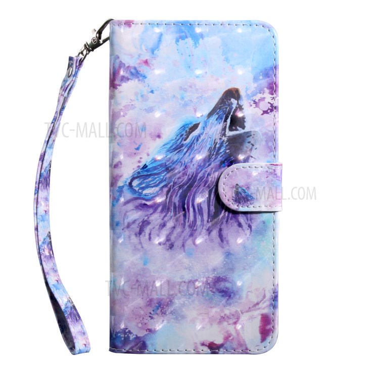 Light Spot Decor Patterned Leather Stand Case with Card Slots for iPhone 12 Pro Max 6.7 inch - Howling Wolf-2