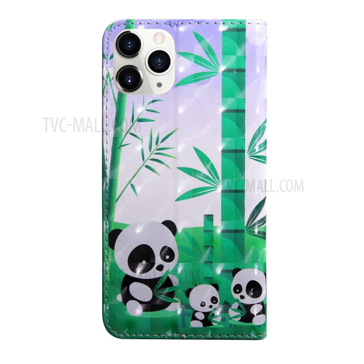 Light Spot Decor Patterned Leather Stand Case with Card Slots for iPhone 12 Pro Max 6.7 inch - Pandas-3