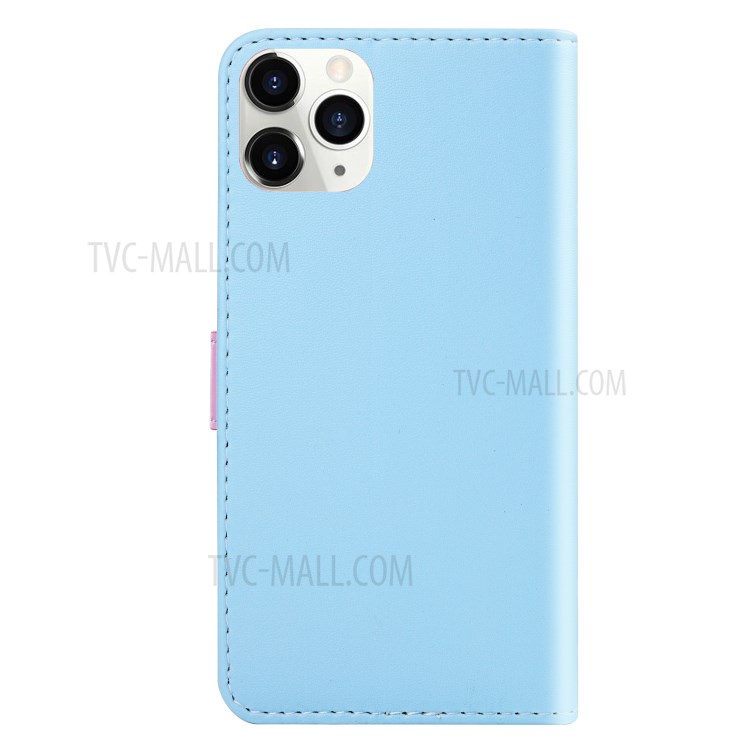Three-color Splicing Wallet Stand Leather Cover for iPhone 12 Pro Max 6.7 inch - Blue/Purple/Grey-3