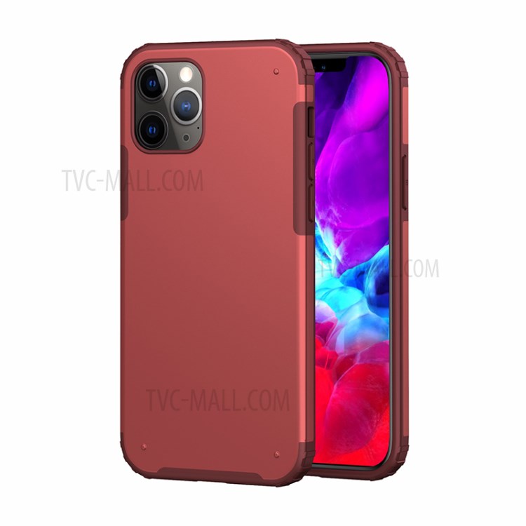 Shockproof Matte PC + TPU Hybrid Cover for iPhone 12 - Red-1