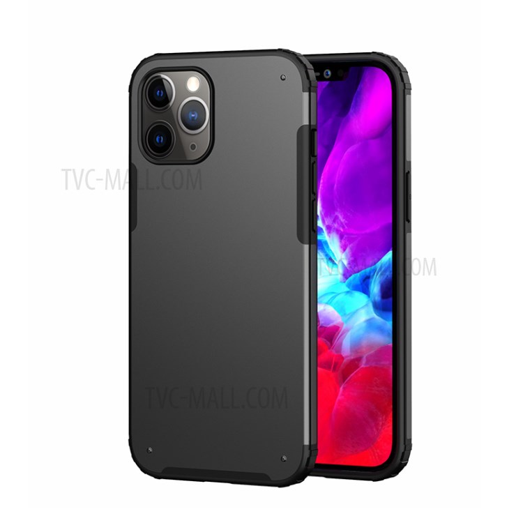 Matte PC + TPU Shockproof Cell Phone Case for iPhone 12 Pro Max 6.7 inch - Black-1