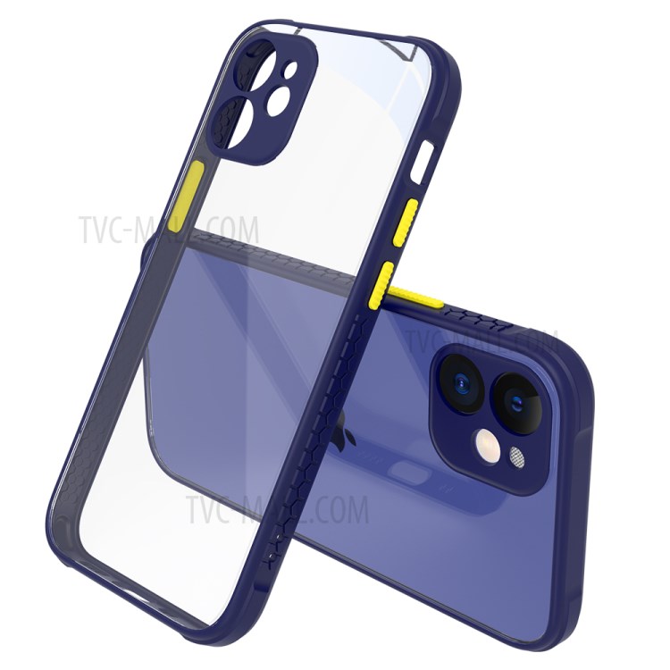 Clear PC and TPU Hybrid Phone Cover Casing for iPhone 12 mini - Dark Blue-1
