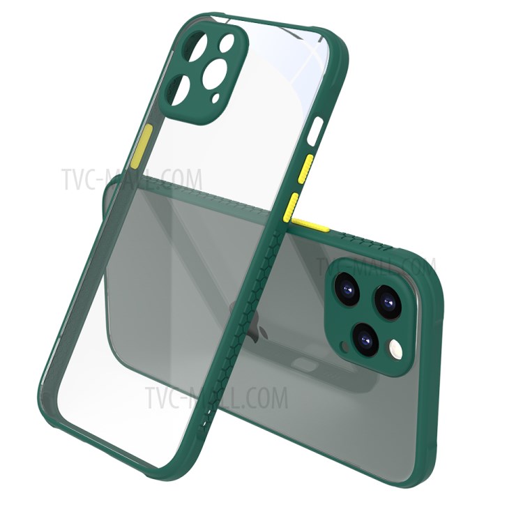 Clear PC and TPU Combo Phone Cover Casing for iPhone 12 Pro Max 6.7 inch - Dark Green-1