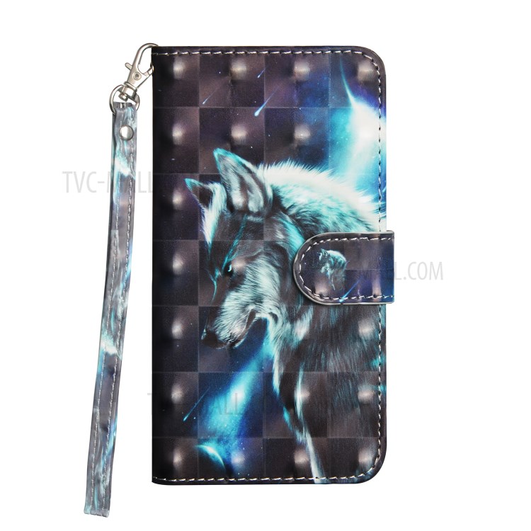 Light Spot Decor Pattern Printing Wallet Stand Leather Case with Strap for iPhone 12 Pro Max 6.7 inch - Wolf-2