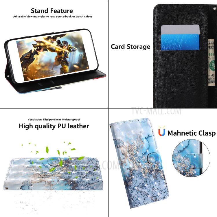 Pattern Printing Light Spot Decor Leather Shell with Strap for iPhone 12 5.4 inch - Lava-10