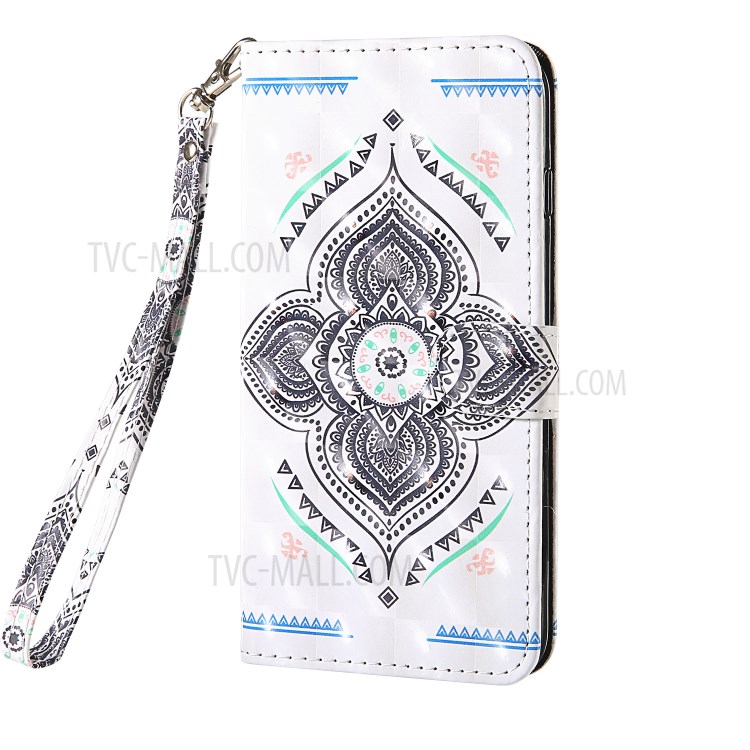 Pattern Printing Light Spot Decor Leather Shell with Strap for iPhone 12 mini - Mandala Flower-1