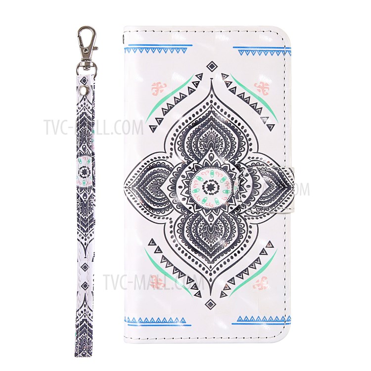 Pattern Printing Light Spot Decor Leather Shell with Strap for iPhone 12 mini - Mandala Flower-4