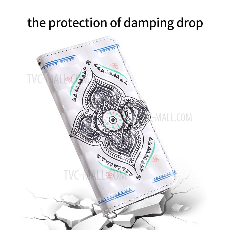 Pattern Printing Light Spot Decor Leather Shell with Strap for iPhone 12 mini - Mandala Flower-6