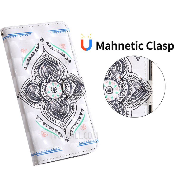 Pattern Printing Light Spot Decor Leather Shell with Strap for iPhone 12 mini - Mandala Flower-8