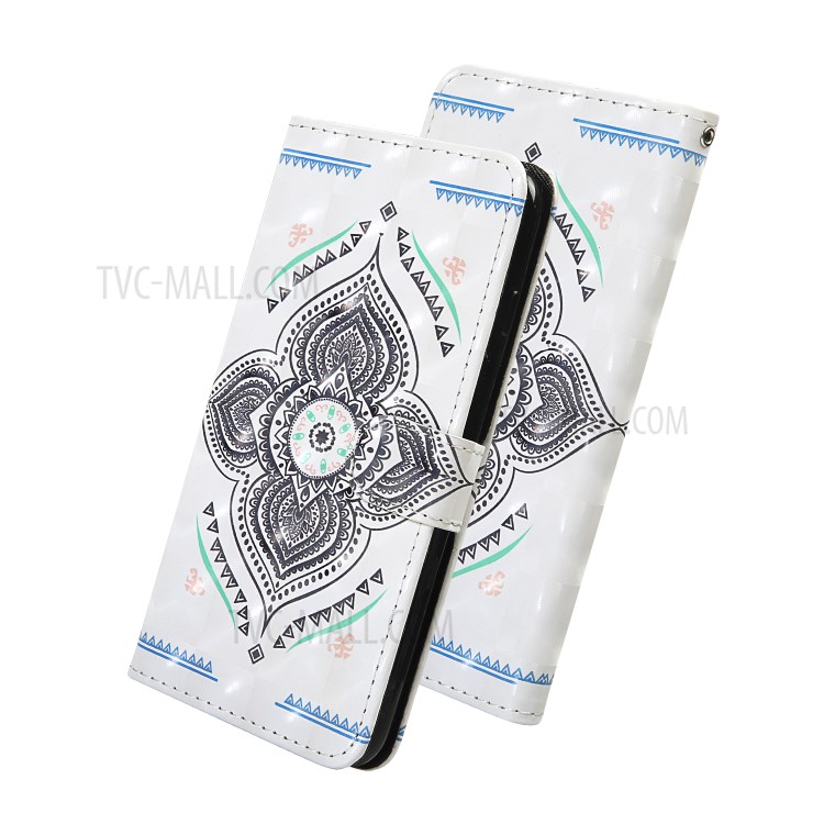 Pattern Printing Light Spot Decor Leather Shell with Strap for iPhone 12 mini - Mandala Flower-9