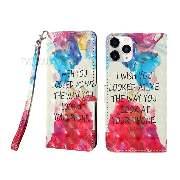 Light Spot Decor Patterned PU Leather Cell Phone Case for iPhone 12 Pro Max 6.7 inch - Sentence-1