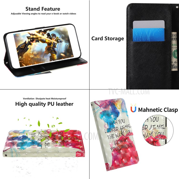 Light Spot Decor Patterned PU Leather Cell Phone Case for iPhone 12 Pro Max 6.7 inch - Sentence-10