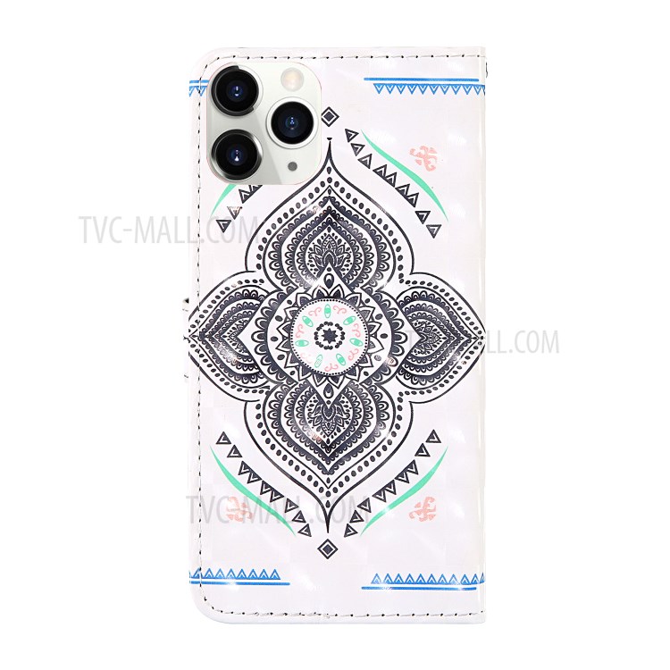 Light Spot Decor Patterned PU Leather Cell Phone Case for iPhone 12 Pro Max 6.7 inch - Mandala Flower-2