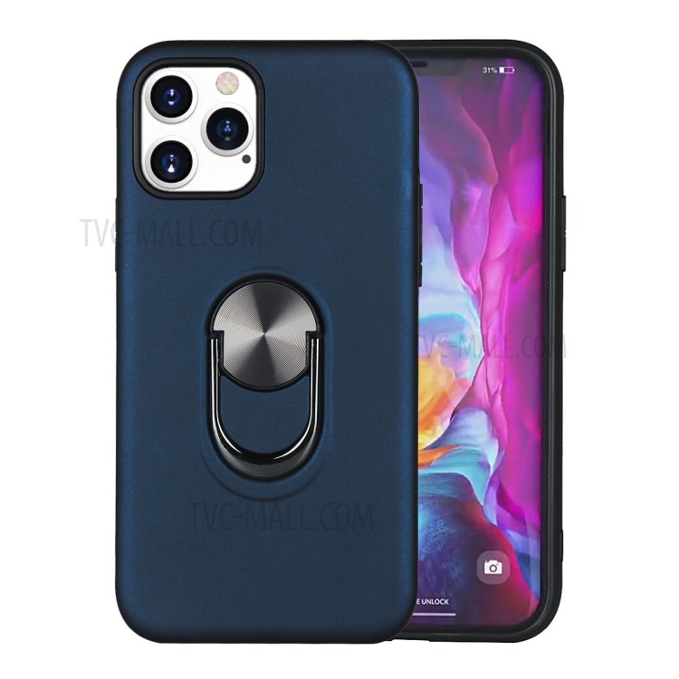 Detachable PC + TPU with Finger Ring Kickstand Shell for iPhone 12 Pro Max 6.7 inch - Blue