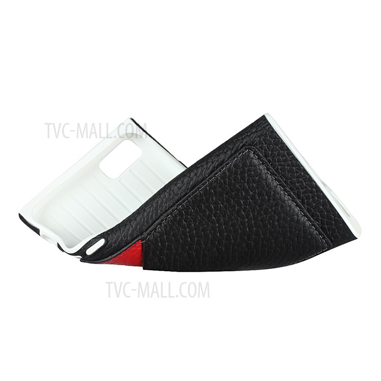 Litchi Texture Genuine Leather Coated White TPU Shell with Card Slots for iPhone 7/8/SE (2nd Generation) - Black-6