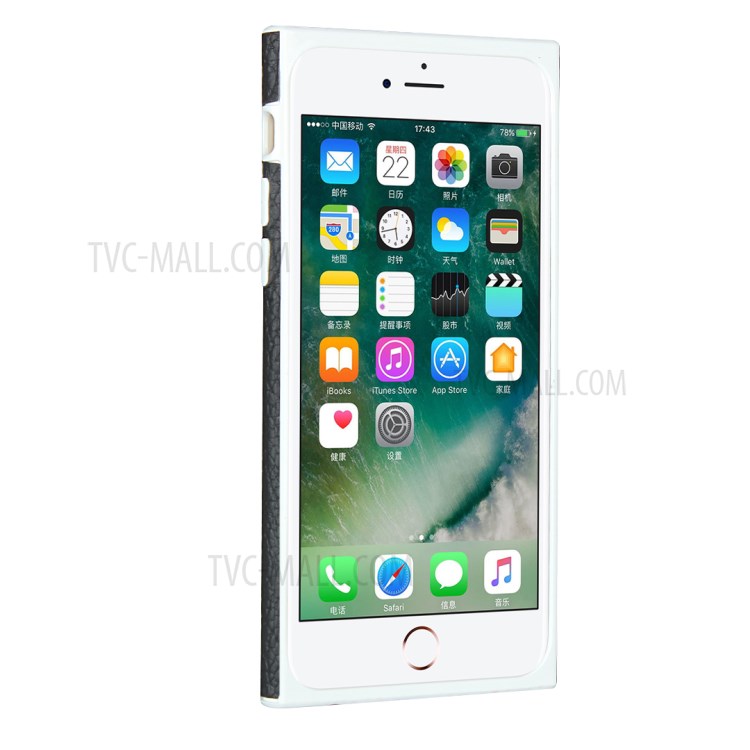 Litchi Texture Genuine Leather Coated White TPU Shell with Card Slots for iPhone 7/8/SE (2nd Generation) - Blue-3