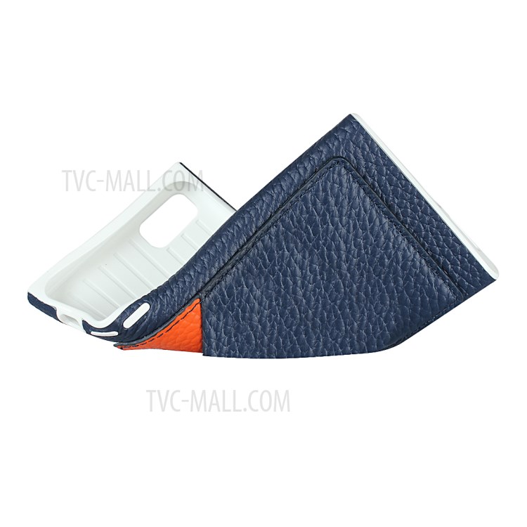 Litchi Texture Genuine Leather Coated White TPU Shell with Card Slots for iPhone 7/8/SE (2nd Generation) - Blue-8