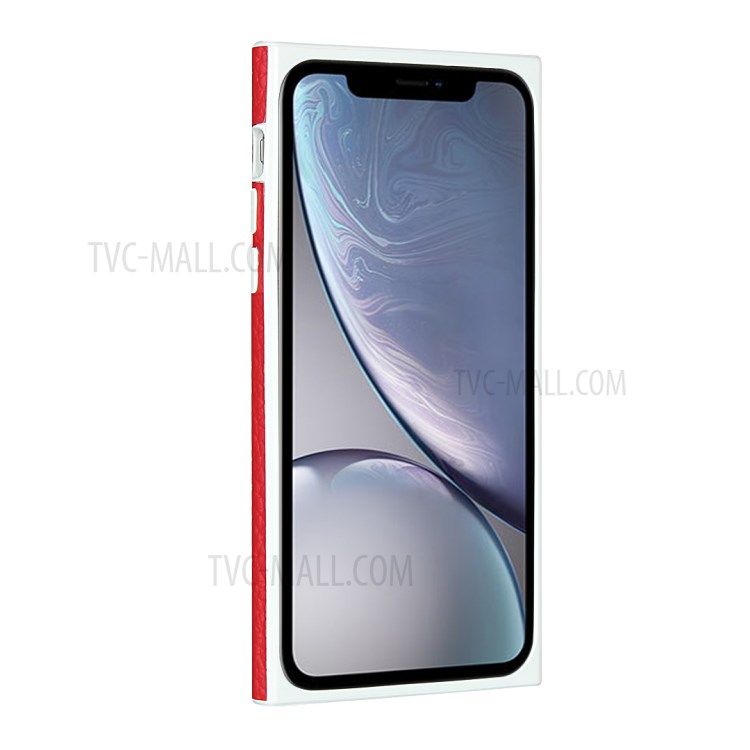 Emplacements Pour Cartes De Texture Litchi Cuir Enduit Couverture TPU Blanc Pour IPhone XR 6.1 Pouces - Rouge-2