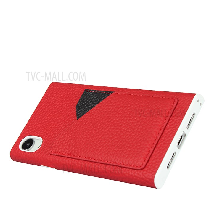 Emplacements Pour Cartes De Texture Litchi Cuir Enduit Couverture TPU Blanc Pour IPhone XR 6.1 Pouces - Rouge-6