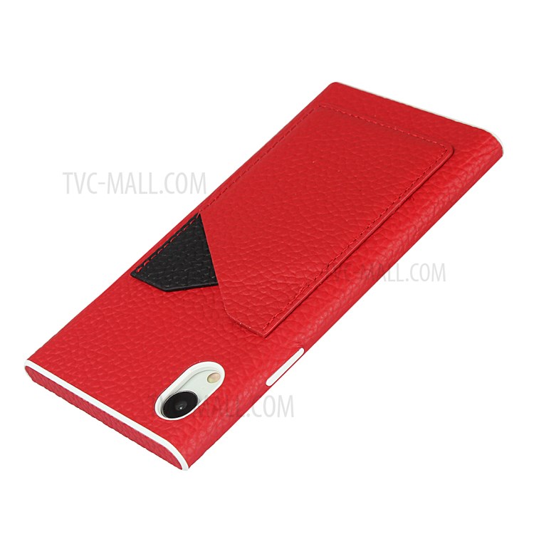 Emplacements Pour Cartes De Texture Litchi Cuir Enduit Couverture TPU Blanc Pour IPhone XR 6.1 Pouces - Rouge-7