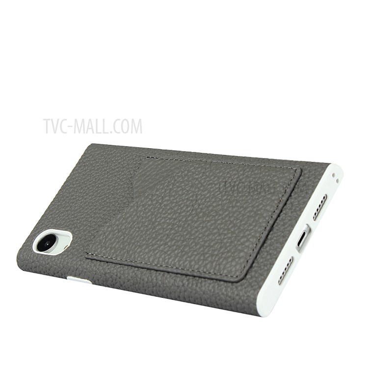 Litchi Texture Card Slots Genuine Leather Coated White TPU Cover for iPhone XR 6.1 inch - Grey-6