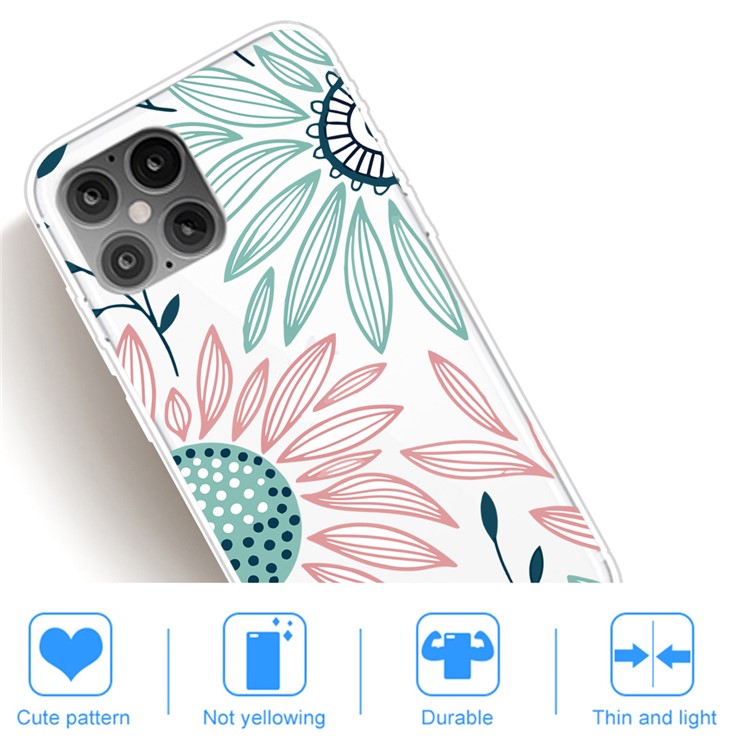 Pattern Printing Cover Soft TPU Phone Case for iPhone 12 5.4 inch - Chrysanthemum-5