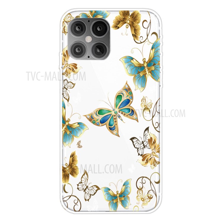 Pattern Printing Cover Soft TPU Phone Case for iPhone 12 mini - Gold Butterfly-1