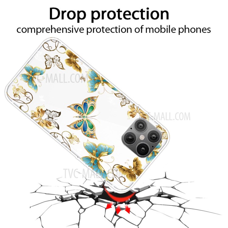 Pattern Printing Cover Soft TPU Phone Case for iPhone 12 mini - Gold Butterfly-2