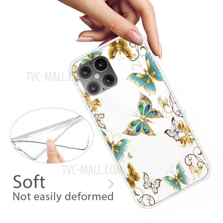 Pattern Printing Cover Soft TPU Phone Case for iPhone 12 mini - Gold Butterfly-4