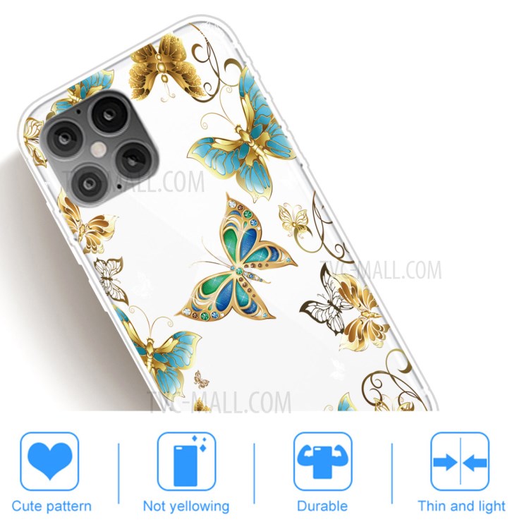 Pattern Printing Cover Soft TPU Phone Case for iPhone 12 mini - Gold Butterfly-5