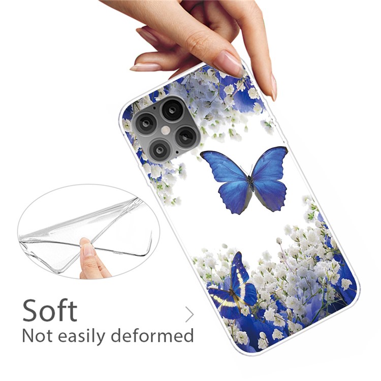 Pattern Printing Cover Soft TPU Phone Case for iPhone 12 mini - Blue Butterfly-4