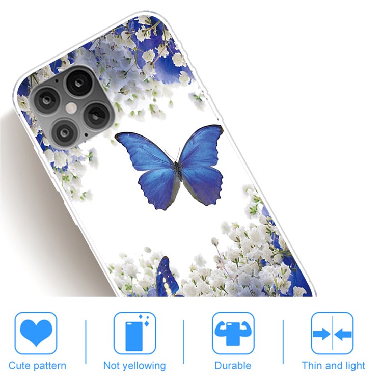 Pattern Printing Cover Soft TPU Phone Case for iPhone 12 mini - Blue Butterfly-5
