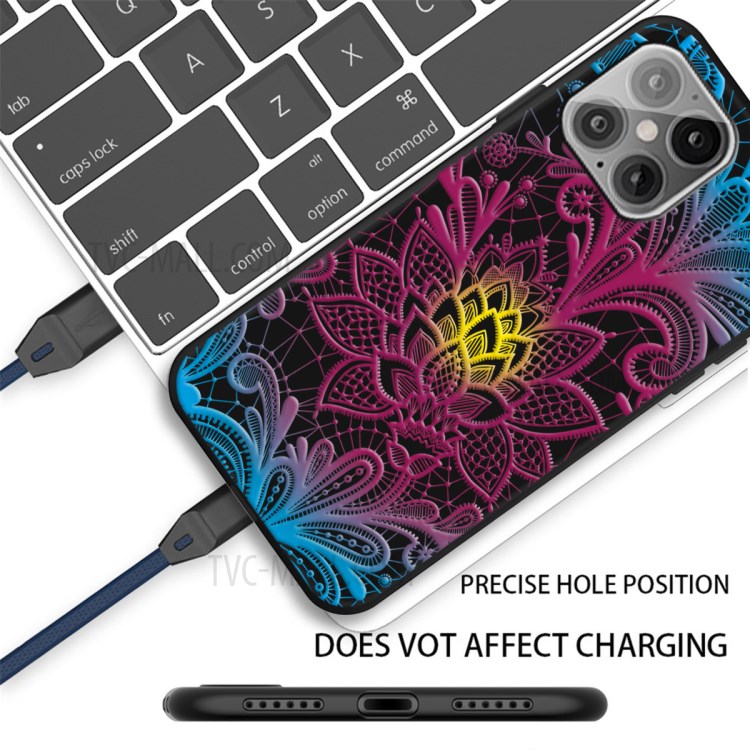 Pattern Printing Matte TPU Back Cover for iPhone 12 5.4 inch - Lace Flower-2