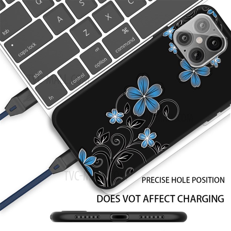 Pattern Printing Matte TPU Back Cover for iPhone 12 5.4 inch - Blue Flower-2