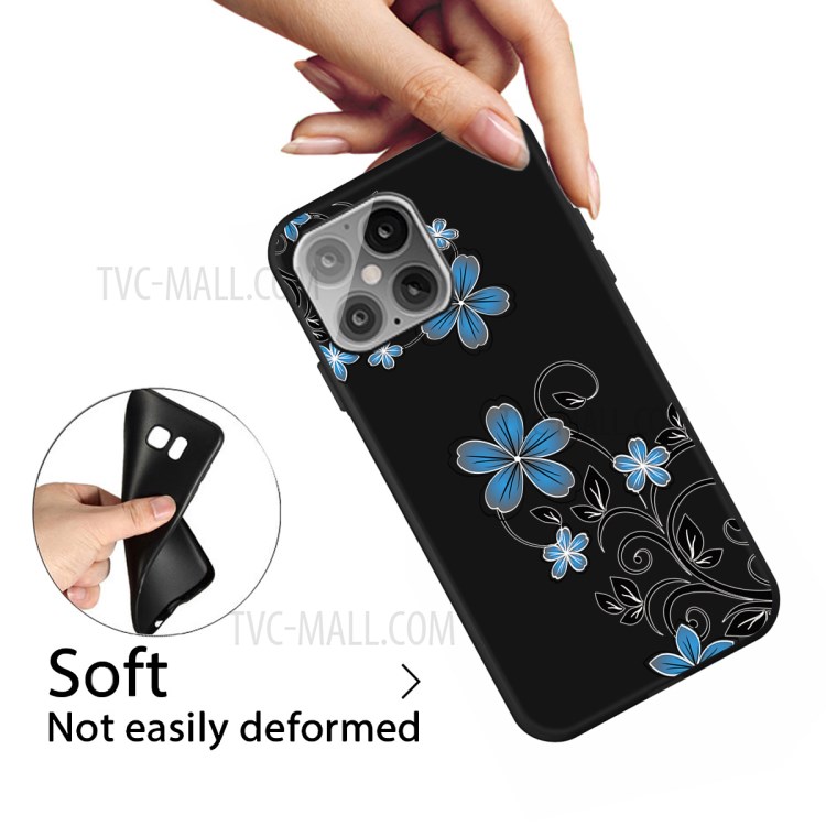 Pattern Printing Matte TPU Back Cover for iPhone 12 5.4 inch - Blue Flower-3