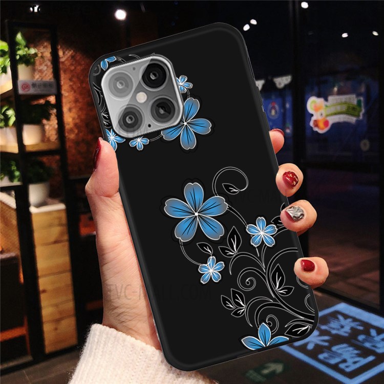 Pattern Printing Matte TPU Back Cover for iPhone 12 5.4 inch - Blue Flower-4