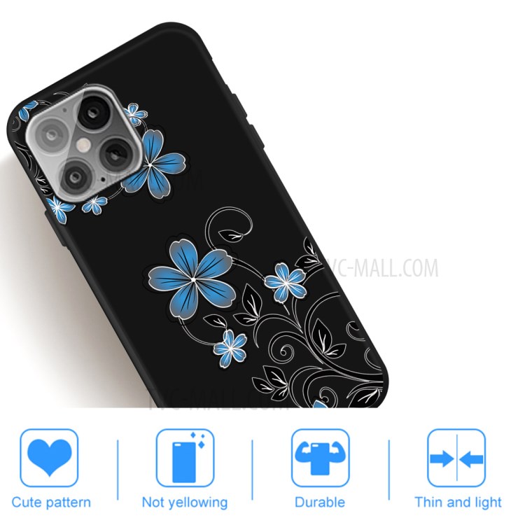 Pattern Printing Matte TPU Back Cover for iPhone 12 5.4 inch - Blue Flower-5