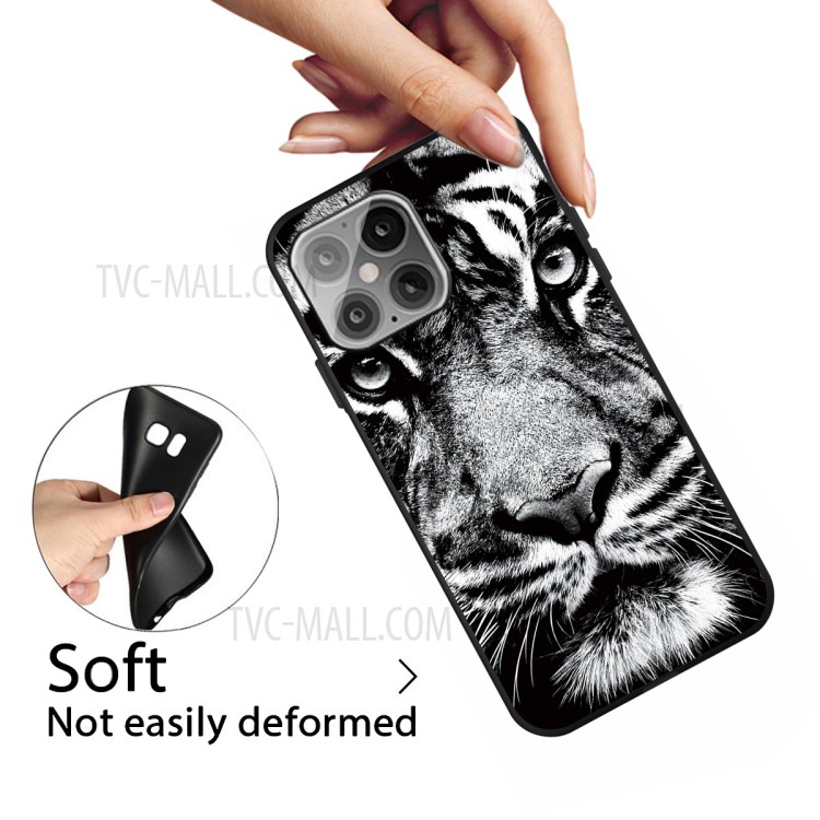 Pattern Printing Matte TPU Back Cover for iPhone 12 5.4 inch - Tiger-3