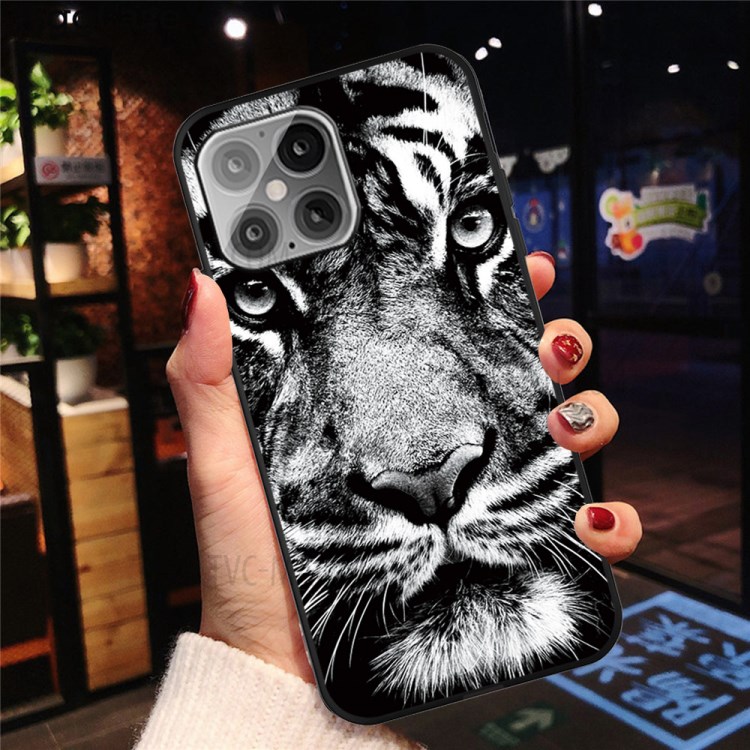 Pattern Printing Matte TPU Back Cover for iPhone 12 5.4 inch - Tiger-4